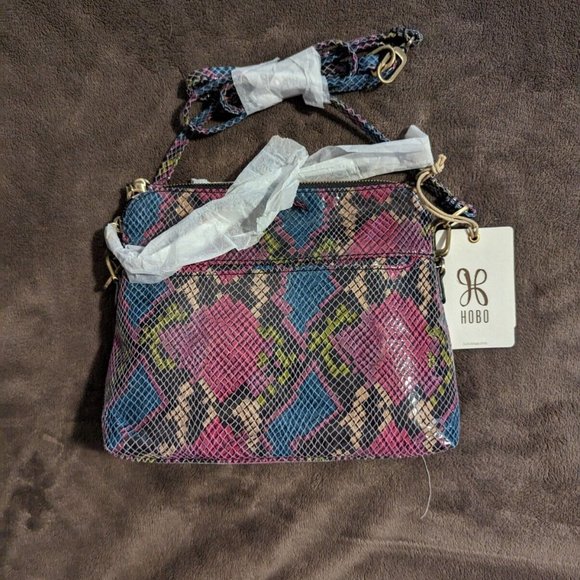 New With Tags Women's HOBO Shoulder Bag Mosaic Snake Color With Dust Cover - Picture 3 of 8
